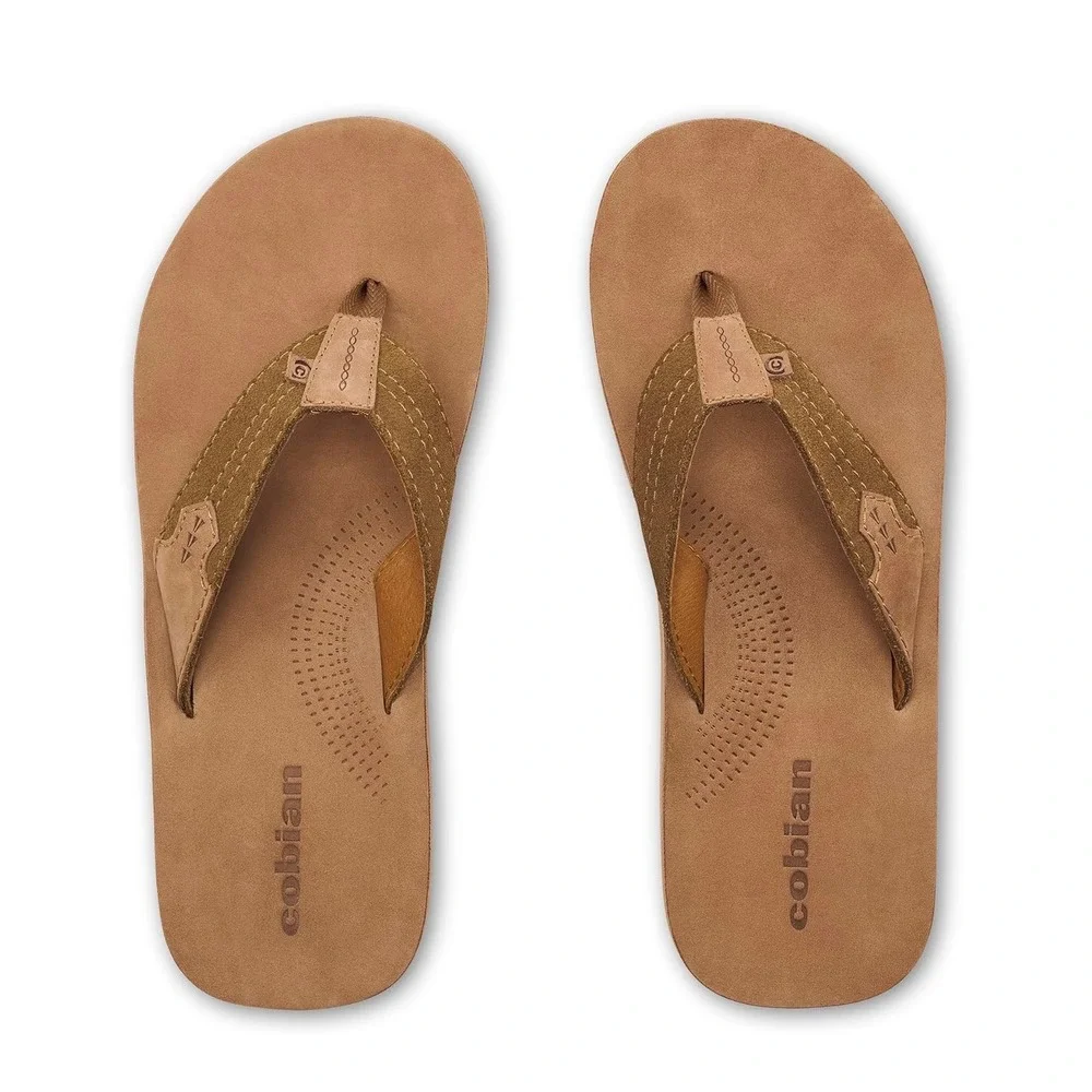 Cobian Lazo Campo Del Sol Mens Tan Premium Leather Flip Flop Sandals Size 8 NEW